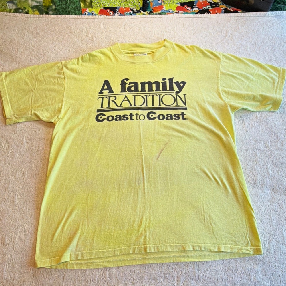 All Sport ProWeight Mens XL Yellow Graphic Coast to Coast Vintage T-Shirt